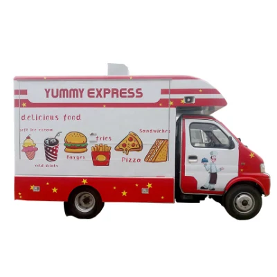 Camiones móviles de comida rápida en la calle para vender desayunos, refrigerios y helados en la calle